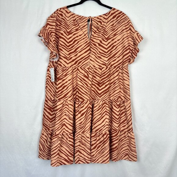 NWT Nine West Zebra Print Women's Dress Size XL Tiered Safari - Picture 2 of 14